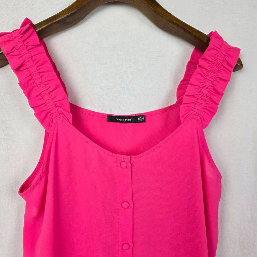 Doe & Rae Pink Ruffle Strap Tank Blouse M - Picture 3 of 8